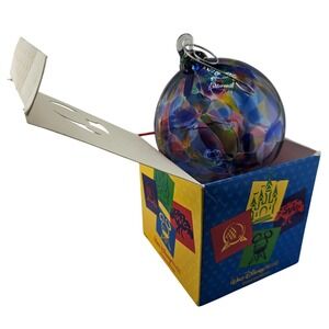 Walt Disney World Glass Ornament Colorful Swirl Ball Hand Blown Christmas Decor
